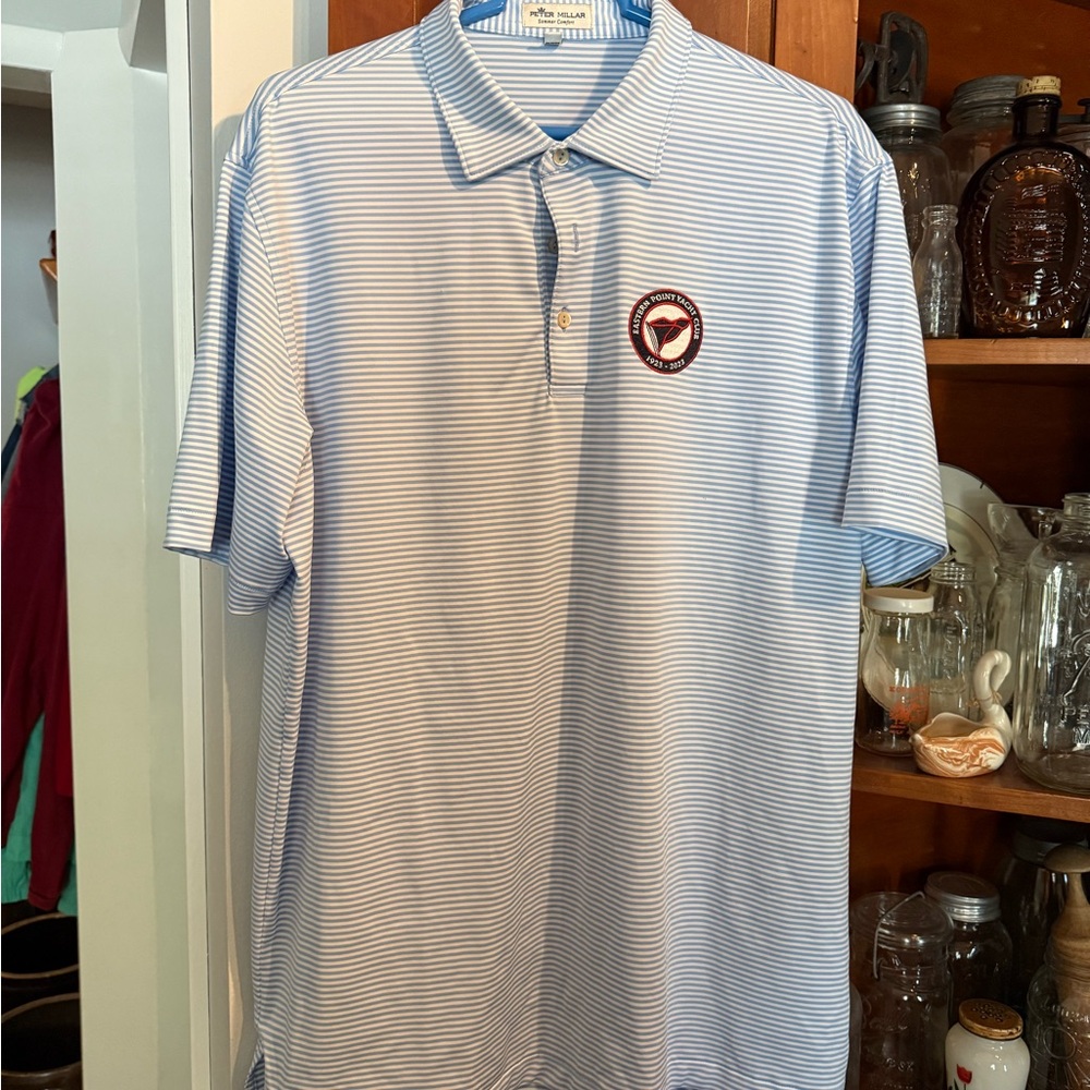 Peter Millar Light Blue Striped Polo Shirt